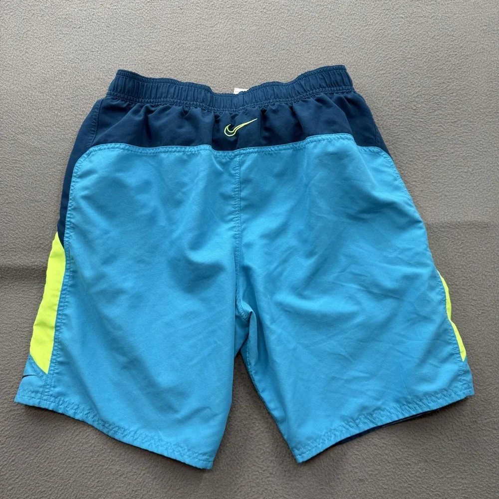 Nike Swim Shorts Mens Large Blue Colorblock Trunks Mesh‎ Lined Quick Dry